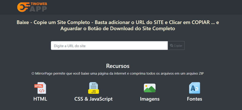 Ferramenta Completa para Copiar e Baixar Sites