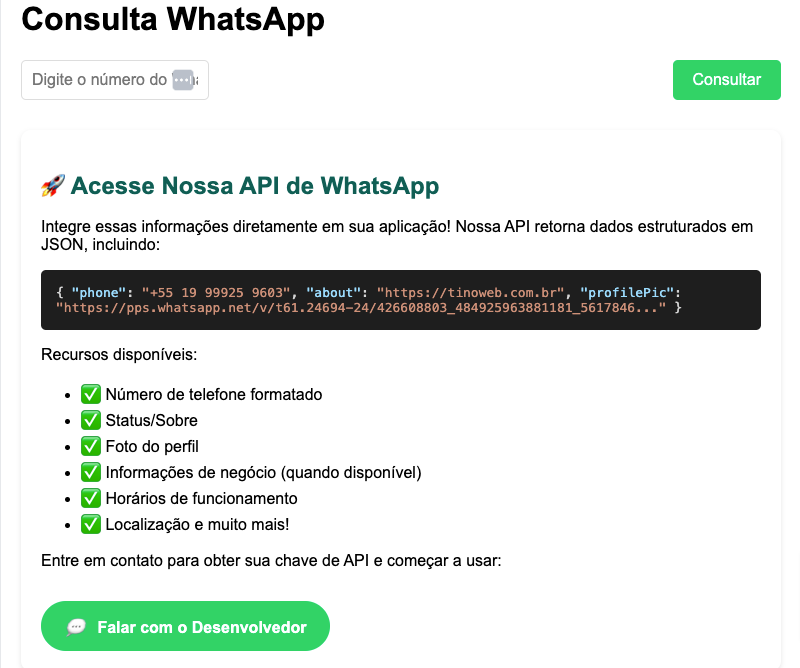 é uma solução poderosa para verificar a autenticidade e a disponibilidade de números no WhatsApp.